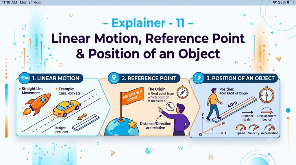 Explainer – 11 – Linear Motion, Reference point and Position of an&nbsp;Object