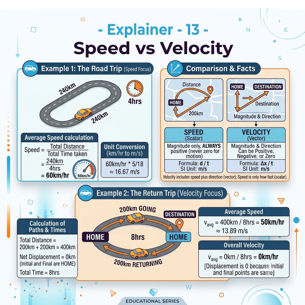 Explainer – 13 – Speed vs Velocity 